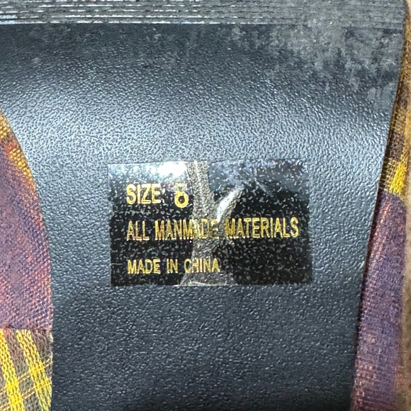 Qupid Yellow Red Plaid Multicolor Plaid Fabric Bow Heels Women 8 - Picture 8 of 8